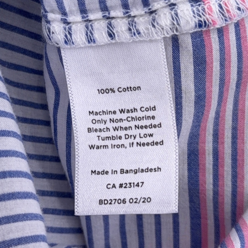 Casual Striped Split-Neck Blouse in Blue and Pastel - Picture 4 of 6